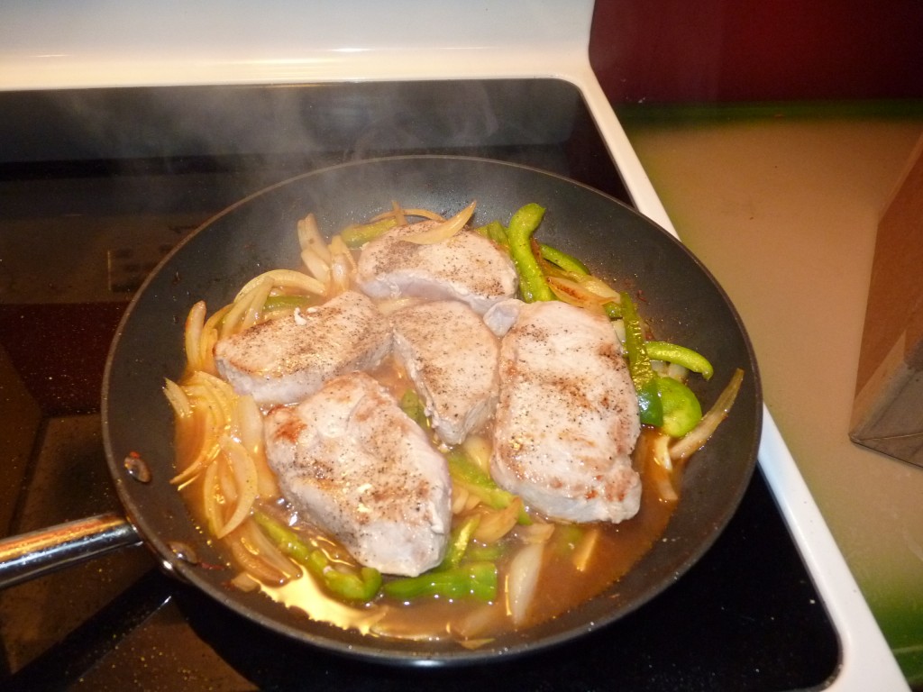 pork loin chops with vegetables