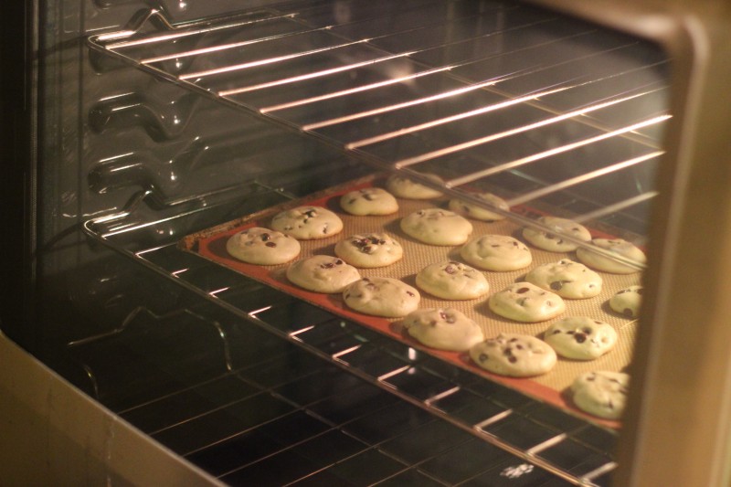 cookies baking in oven